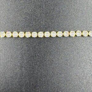 Ladies yellow gold sapphire tennis bracelet. 7 inch